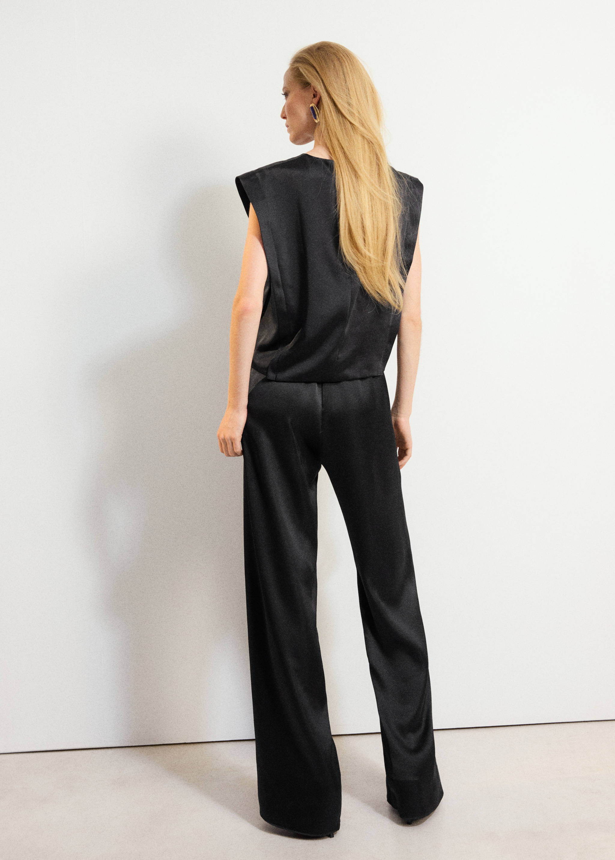 Satin straight-fit trousers - Reverse of the article