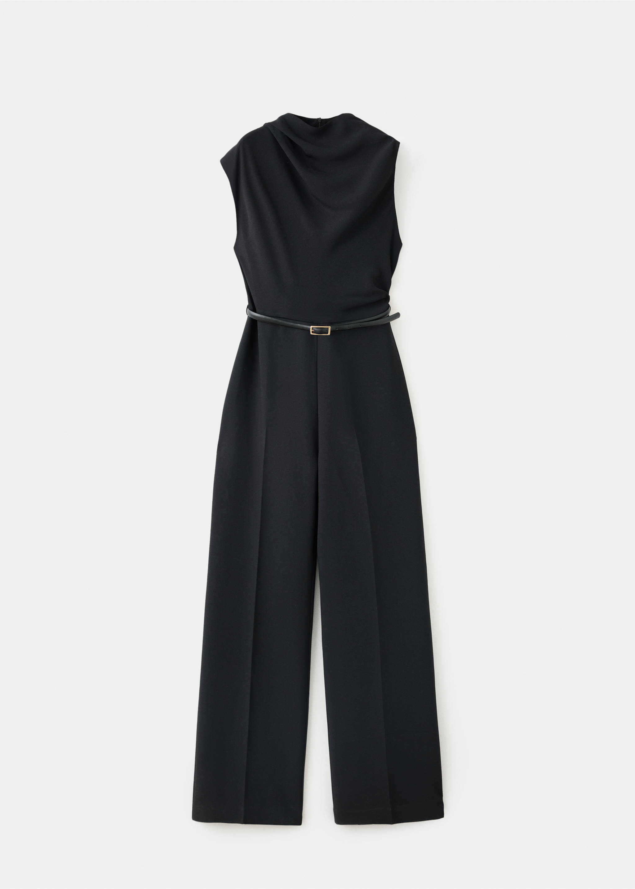 Jumpsuit with draped detail belt - Article without model, Black. Ref: 37057806-00.