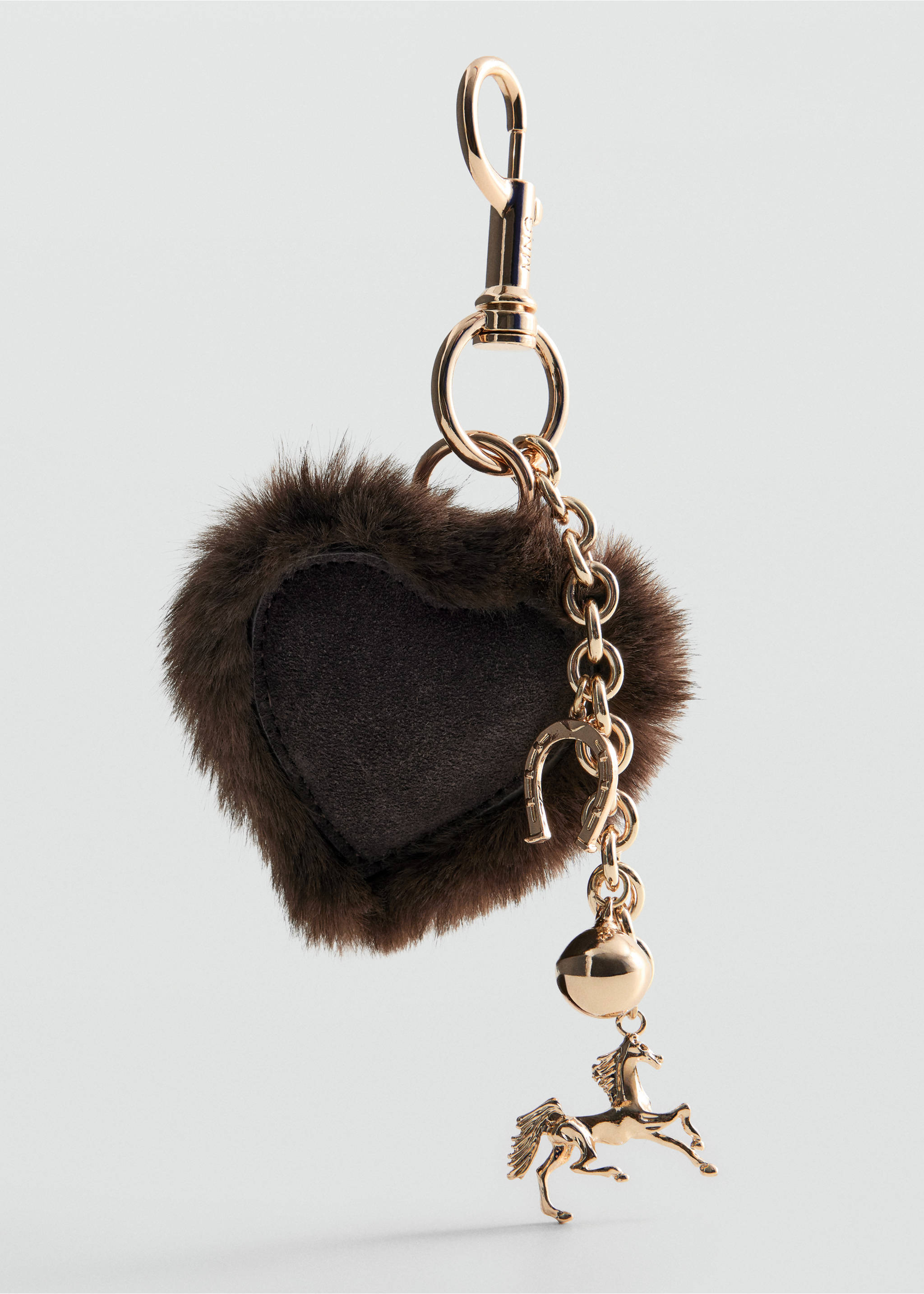 Combined leading keychain - Details of the article 1, Chocolate. Ref: 37057808-00.