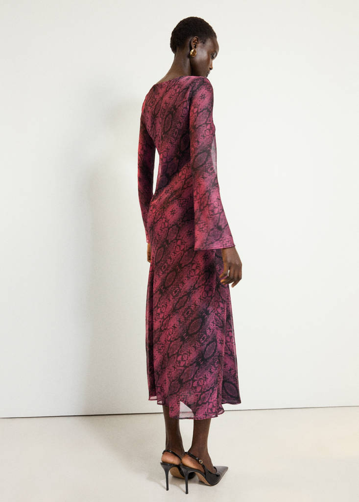 Animal print dress with flared sleeves thumbnail 3