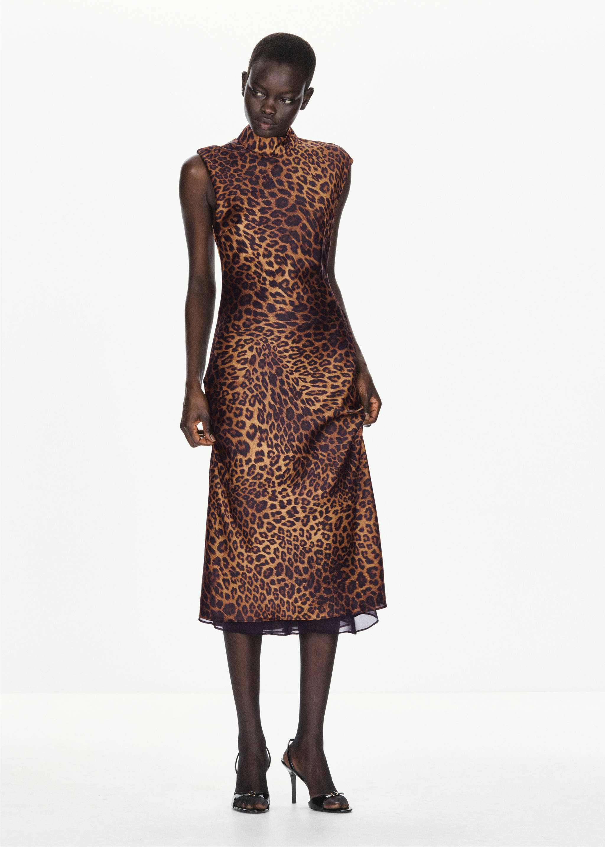 Leopard print dress with a roll neck - General plane