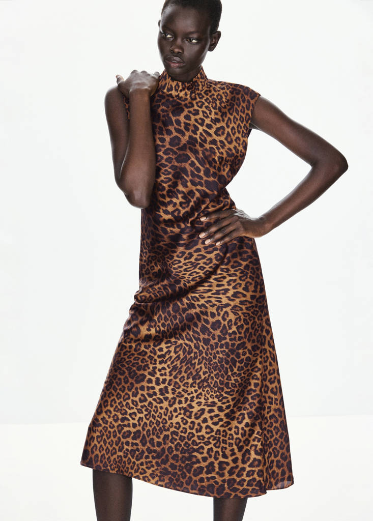 Leopard Print Dress With A Roll Neck
