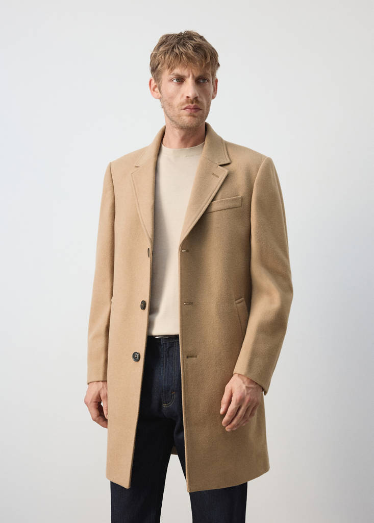 Long wool coat — Medium Brown