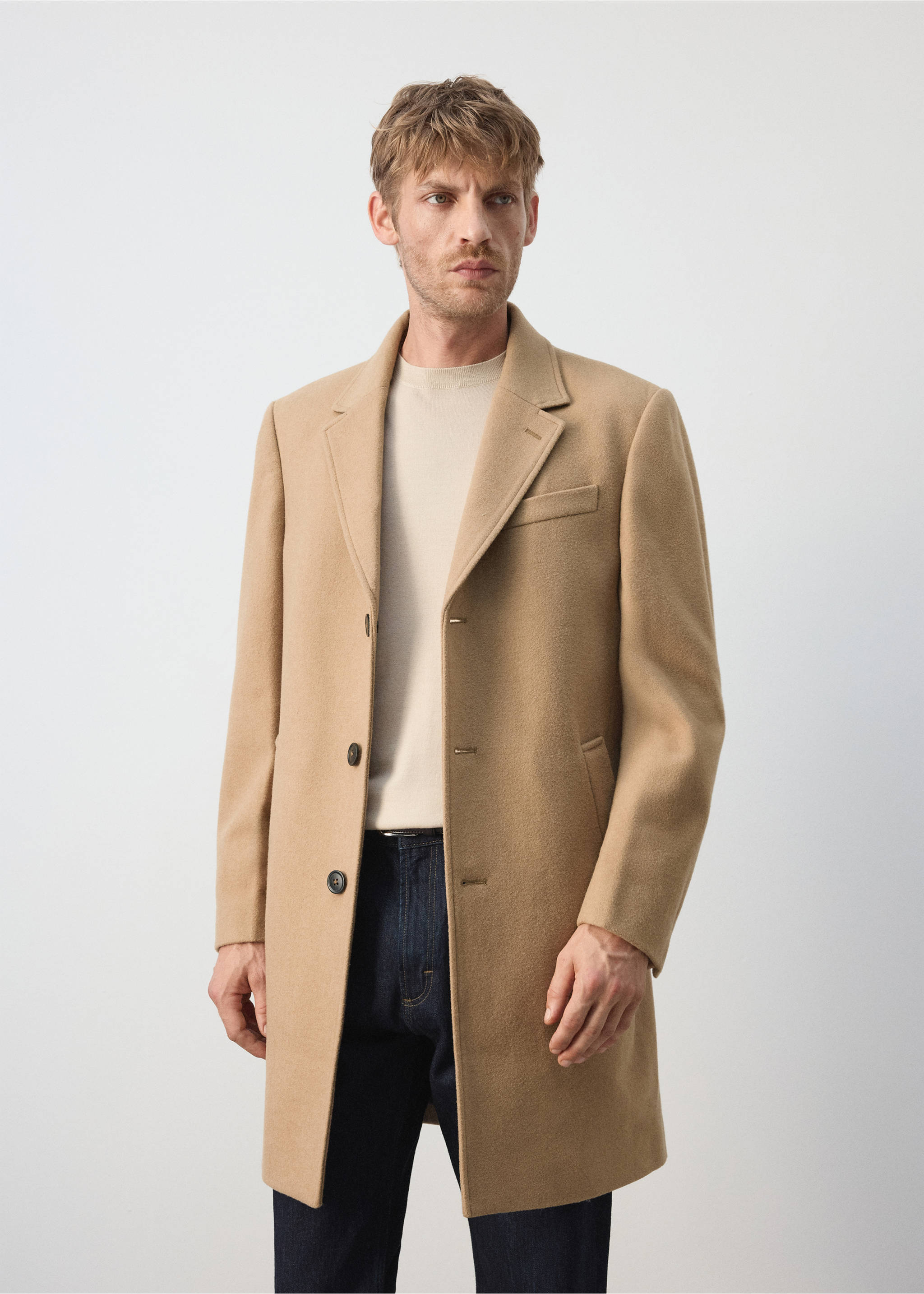 Long wool coat - Medium plane, Medium Brown. Ref: 37057883-00.