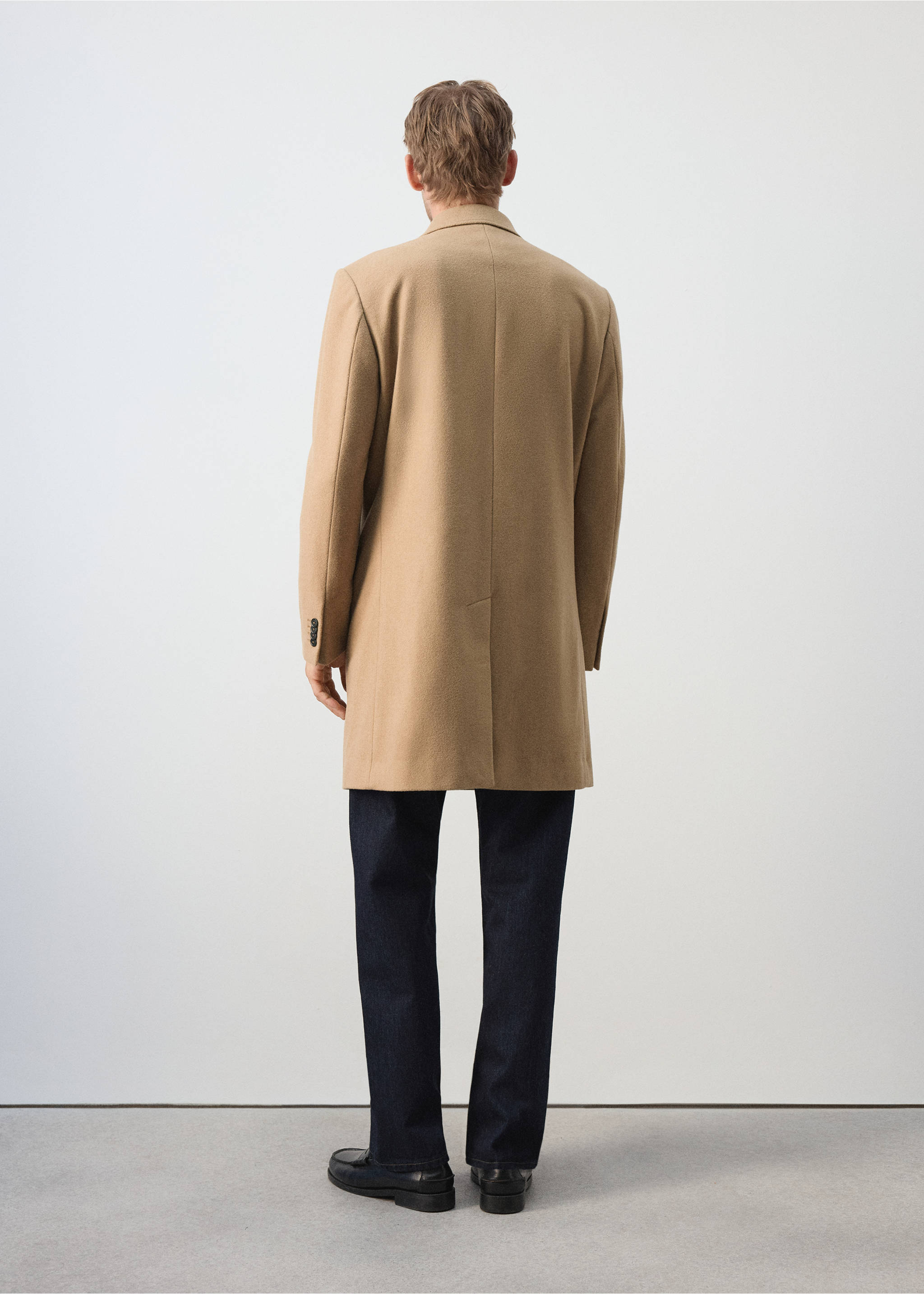 Long wool coat - Reverse of the article, Medium Brown. Ref: 37057883-00.