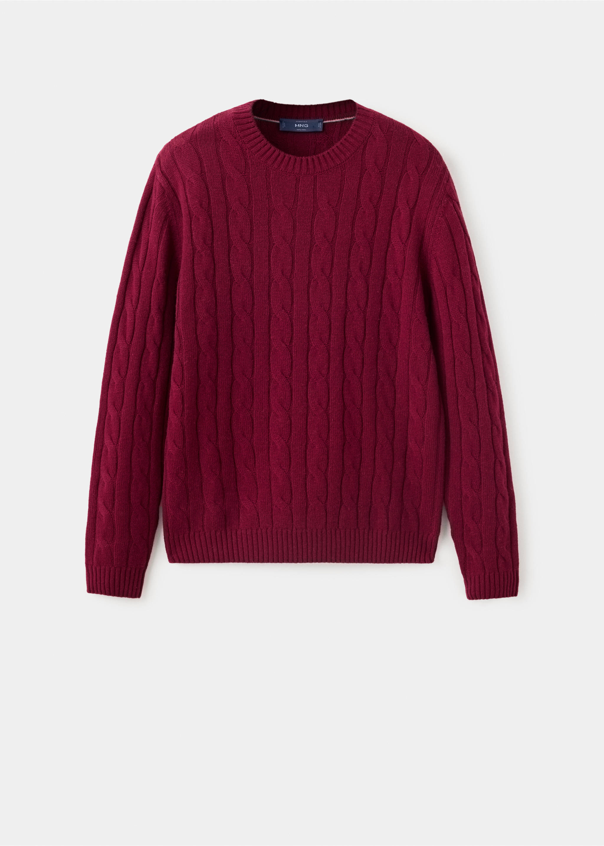 100% wool cable-knit jumper - Article without model, Medium Red. Ref: 37057886-00.