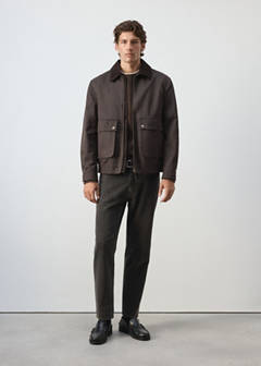 Waxed jacket with corduroy collar — Coffee 2