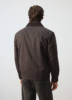 Waxed jacket with corduroy collar — Coffee 3