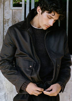 Waxed jacket with corduroy collar — Coffee 7