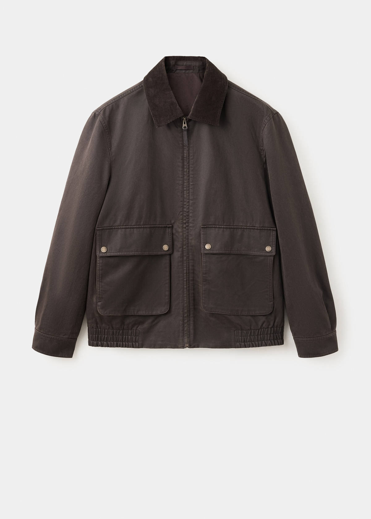 Waxed jacket with corduroy collar — Coffee