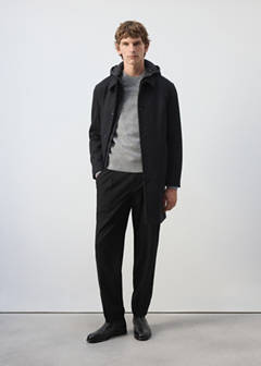 Wool blend coat with detachable hood — Coffee 2