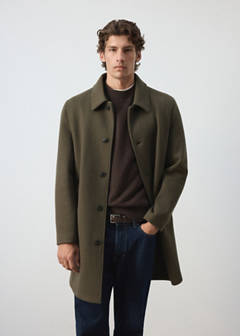 Wool blend coat with detachable hood — Medium Brown 1