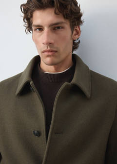 Wool blend coat with detachable hood — Medium Brown 4