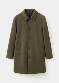 Wool blend coat with detachable hood — Medium Brown 11