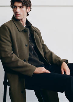 Wool blend coat with detachable hood — Medium Brown 8