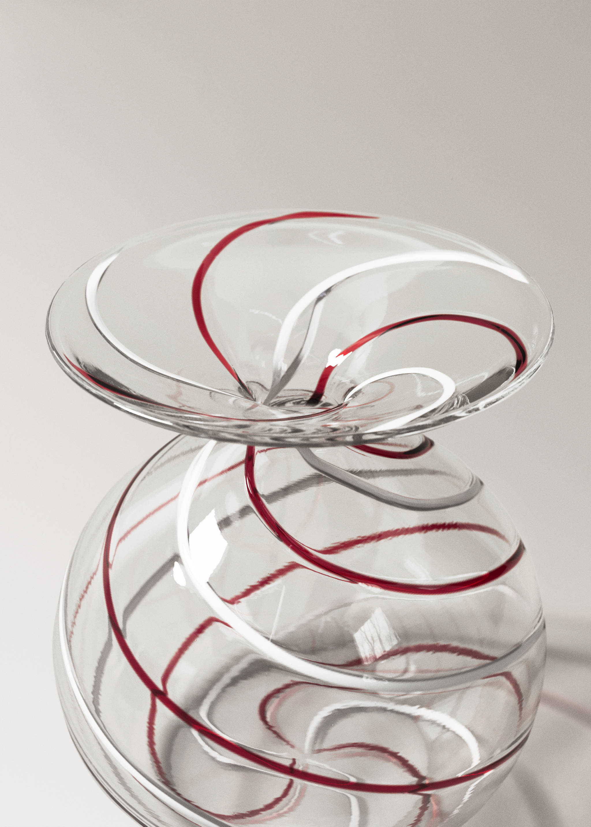 Niedrige Glasvase mit Streifen - Detail des Artikels 1