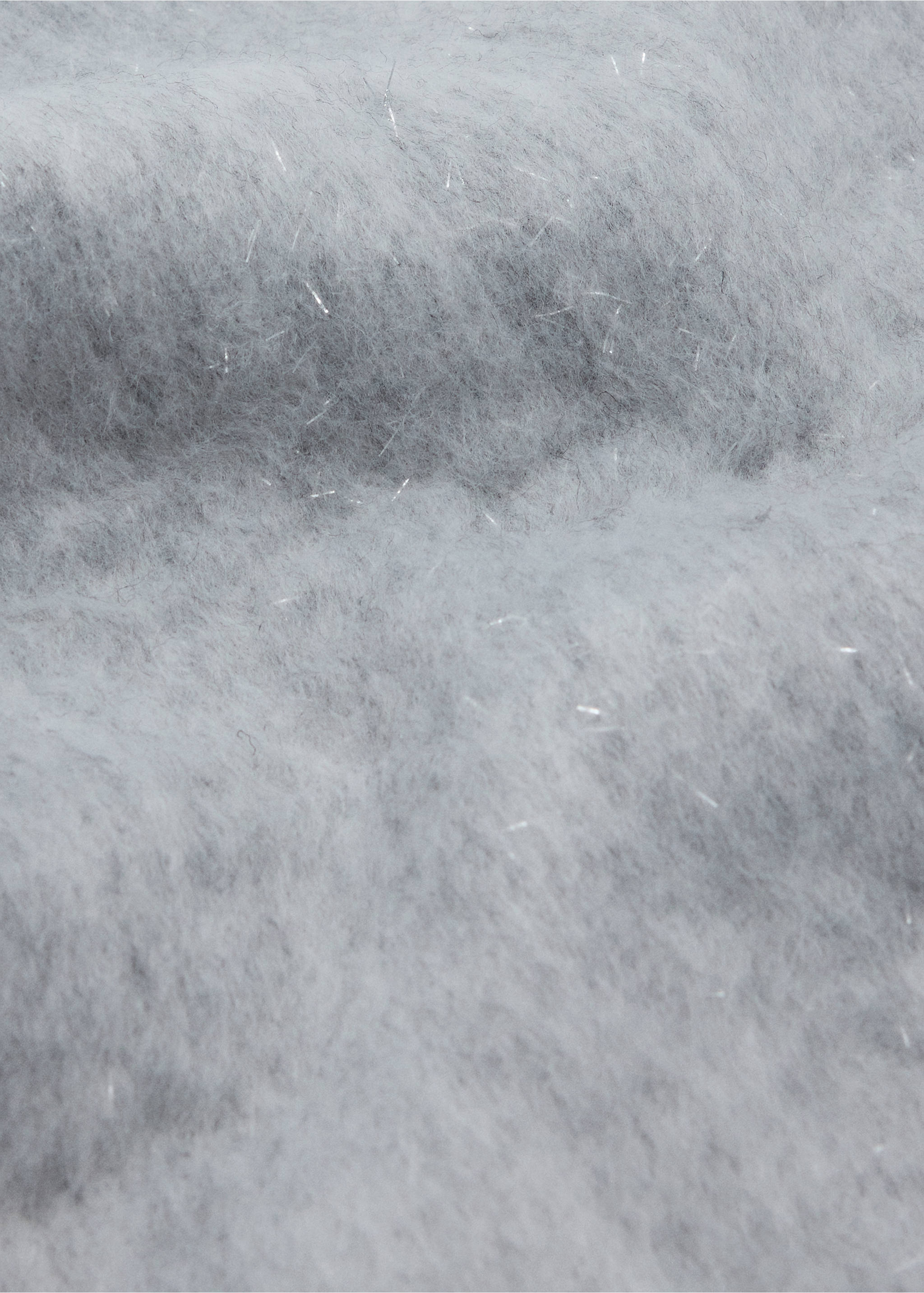Close-up of a soft grey scarf with metallic silver threads., Grey. Ref: 37057896-00.