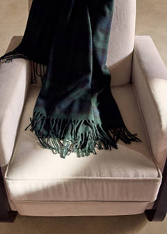 Tartan check throw with fringes — Blue 1
