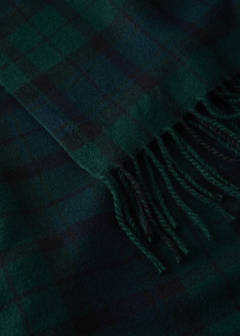 Tartan check throw with fringes — Blue 3