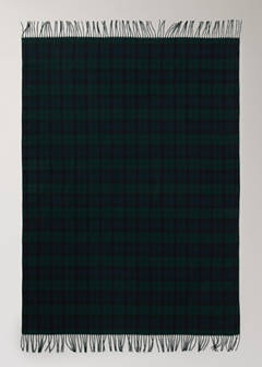 Tartan check throw with fringes — Blue 4