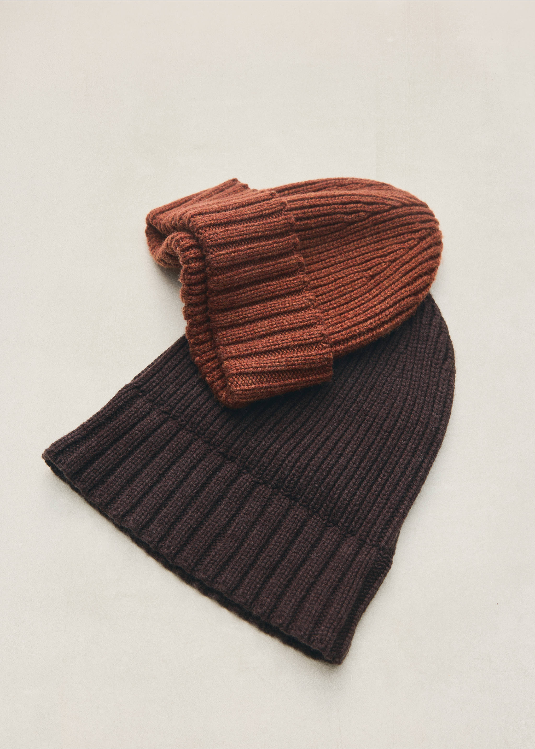 Ribbed wool blend hat - Details of the article 5, Chocolate. Ref: 37057902-00.