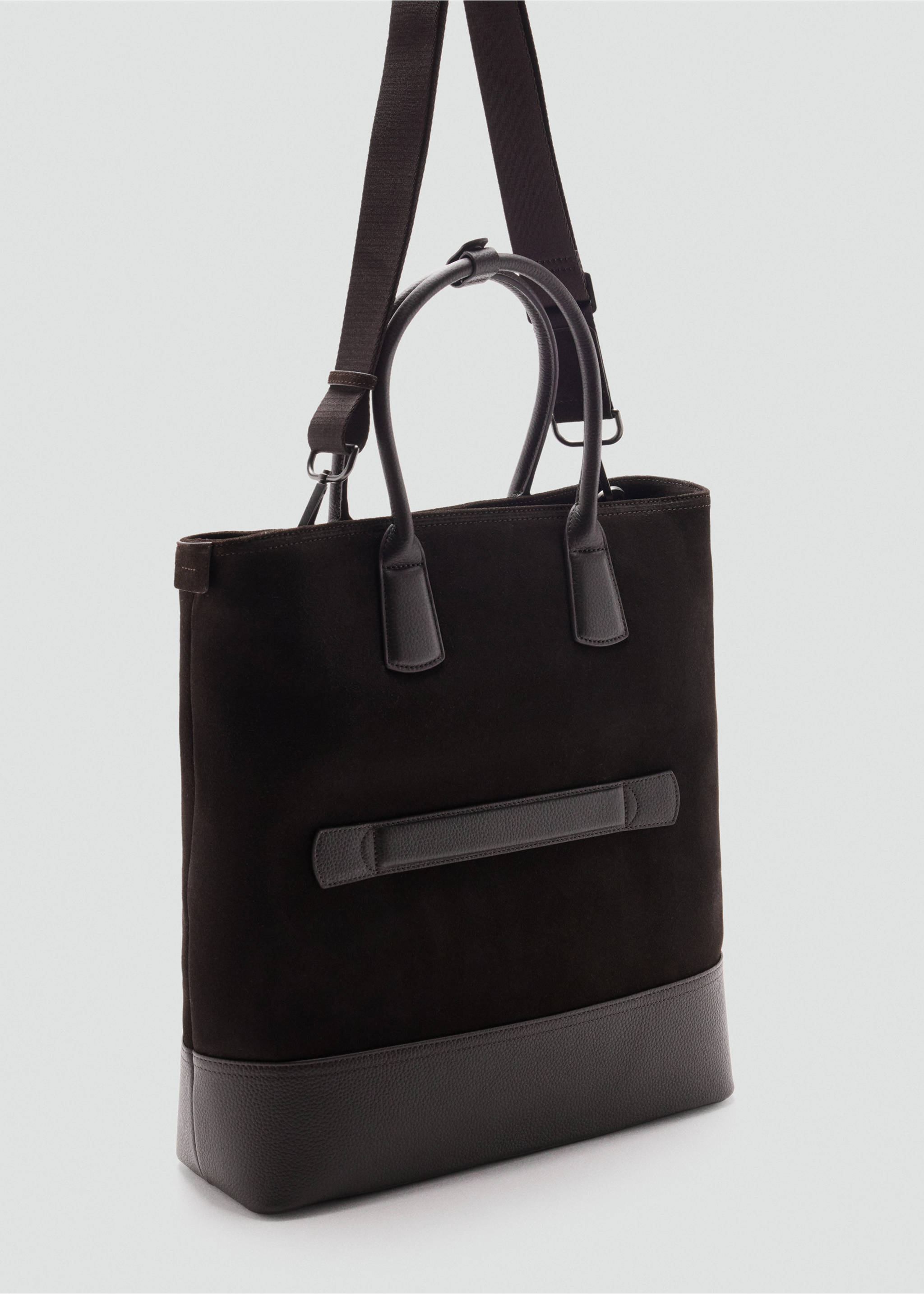 Dark brown bowling bag with structured leather-effect base and handles., Brown. Ref: 37057903-00.