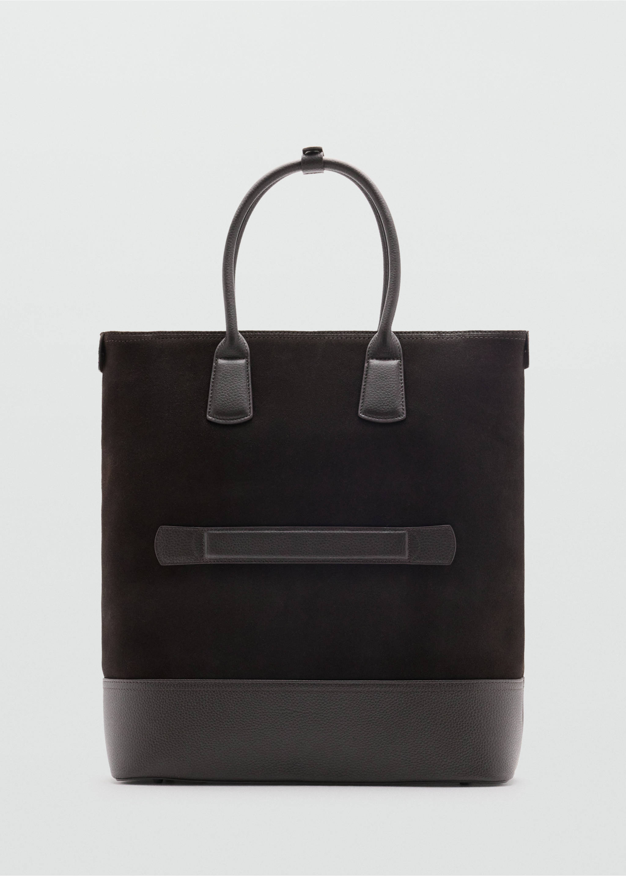 Dark brown bowling bag in suede and smooth leather with top handles., Brown. Ref: 37057903-00.