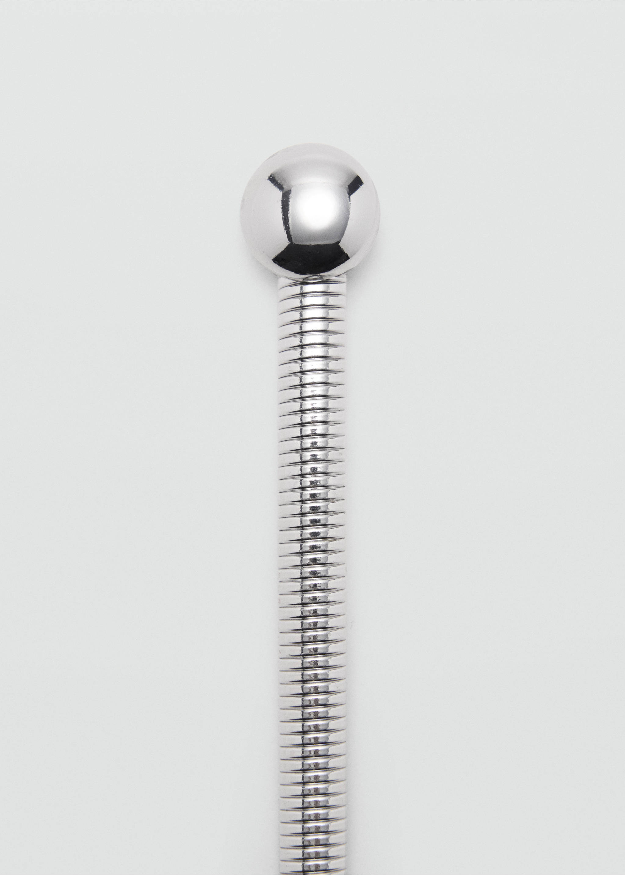 Silver-coloured metal belt detail featuring a flexible tubular band and a spherical ball terminal., Silver. Ref: 37057905-00.