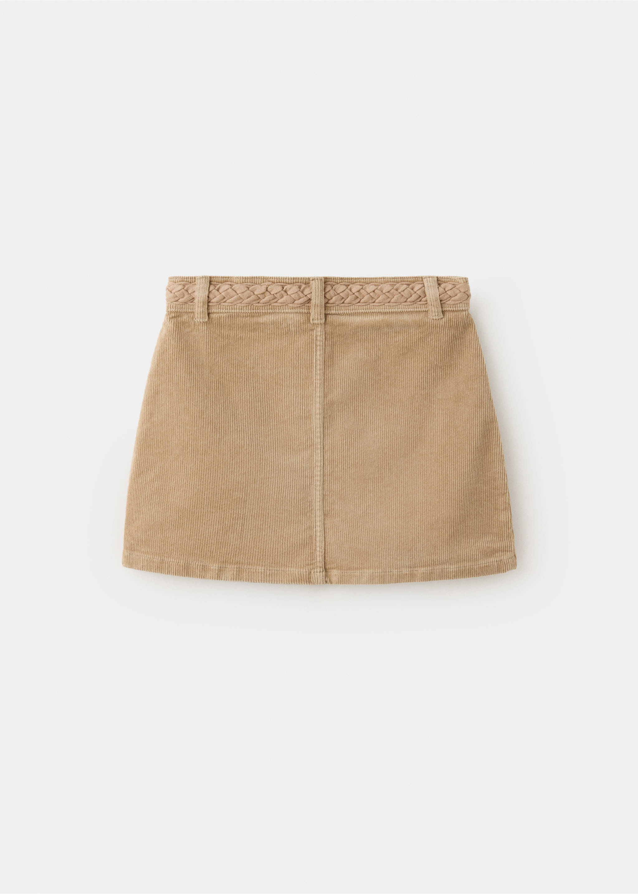 Corduroy skirt with waistband detail - Reverse of the article, Beige. Ref: 37057909-00.