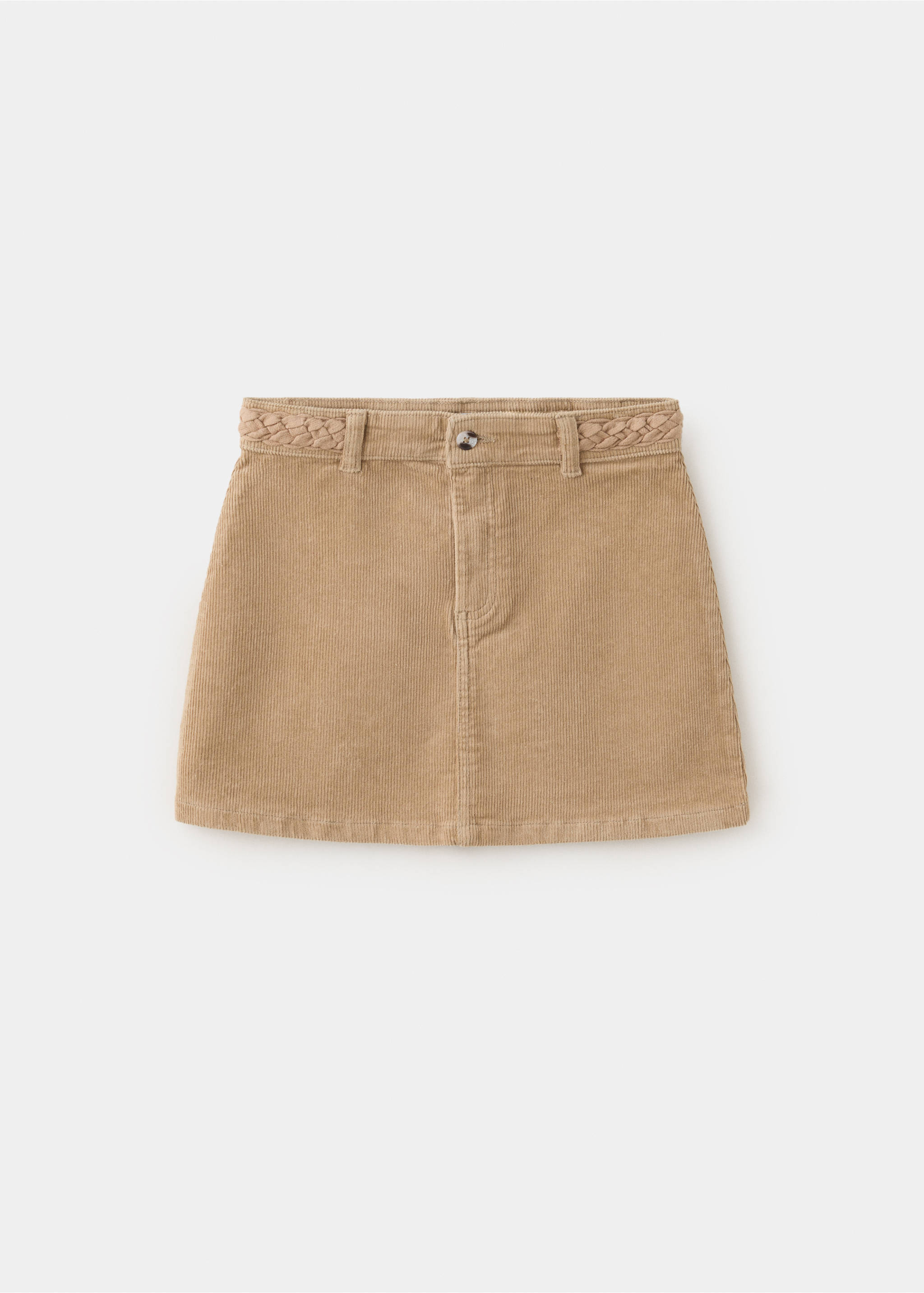 Corduroy skirt with waistband detail - Article without model, Beige. Ref: 37057909-00.