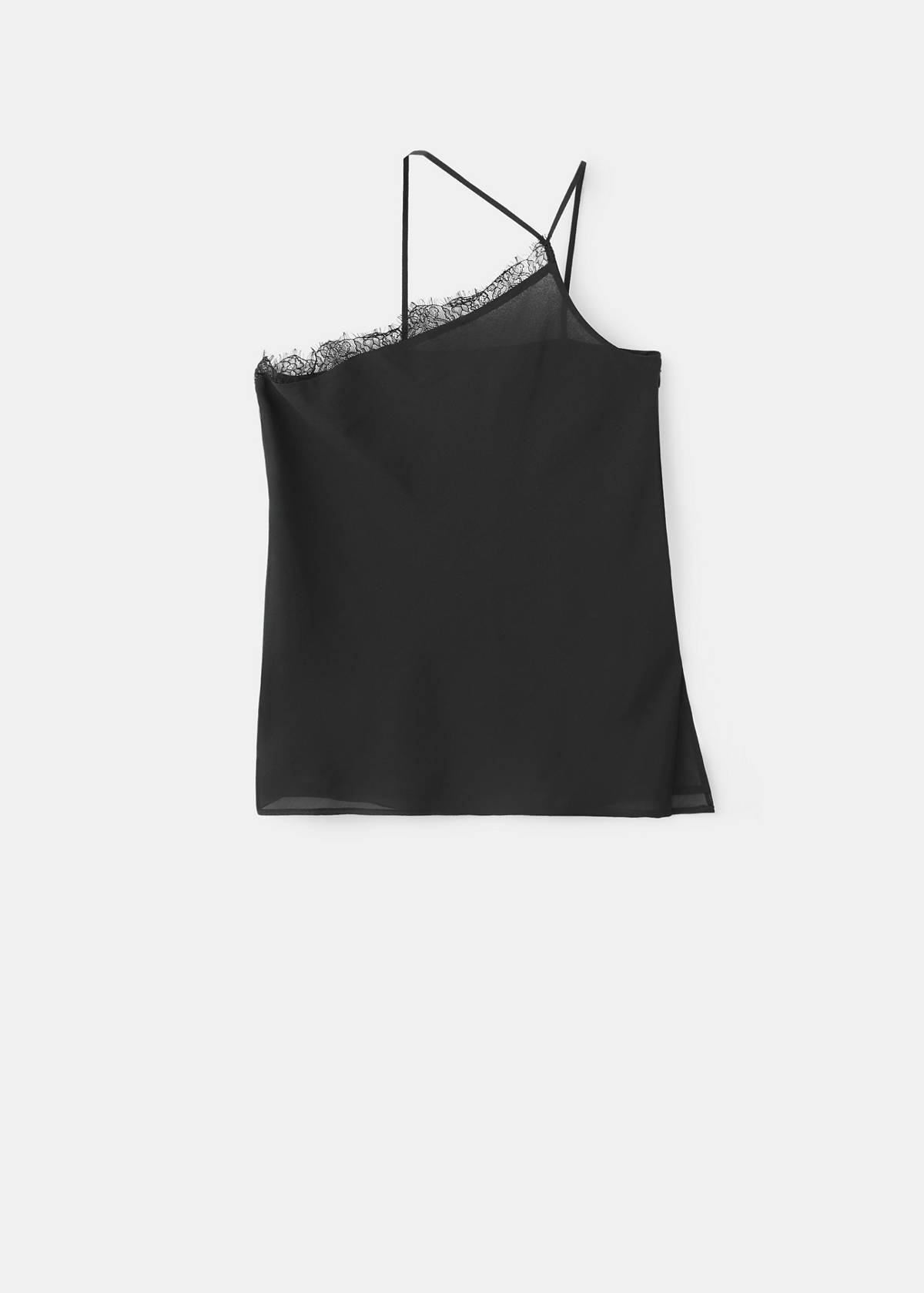 Top with lace-detail straps — Black