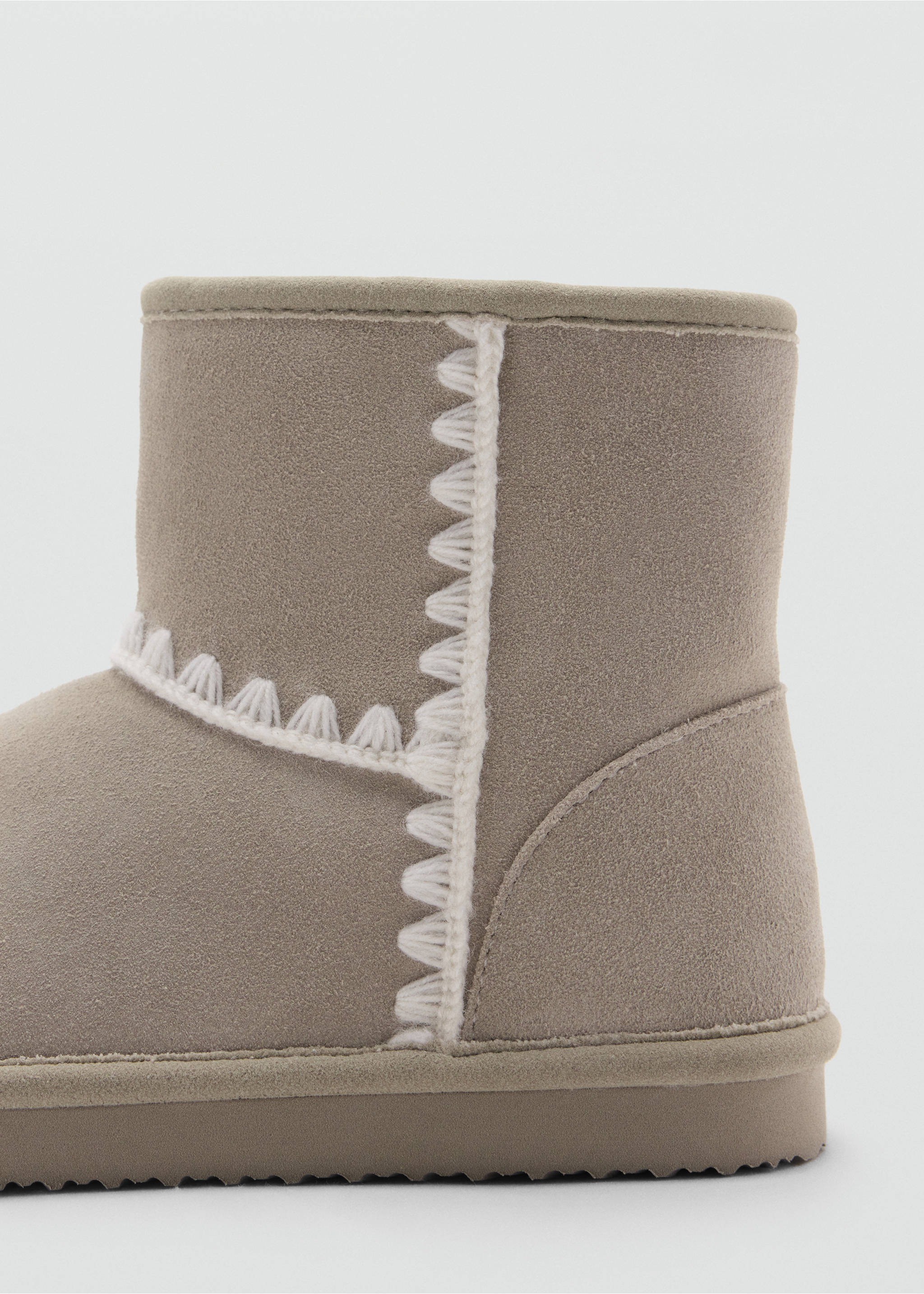 Leather ankle boot with embroidered details - Details of the article 1, Grey. Ref: 37057911-00.