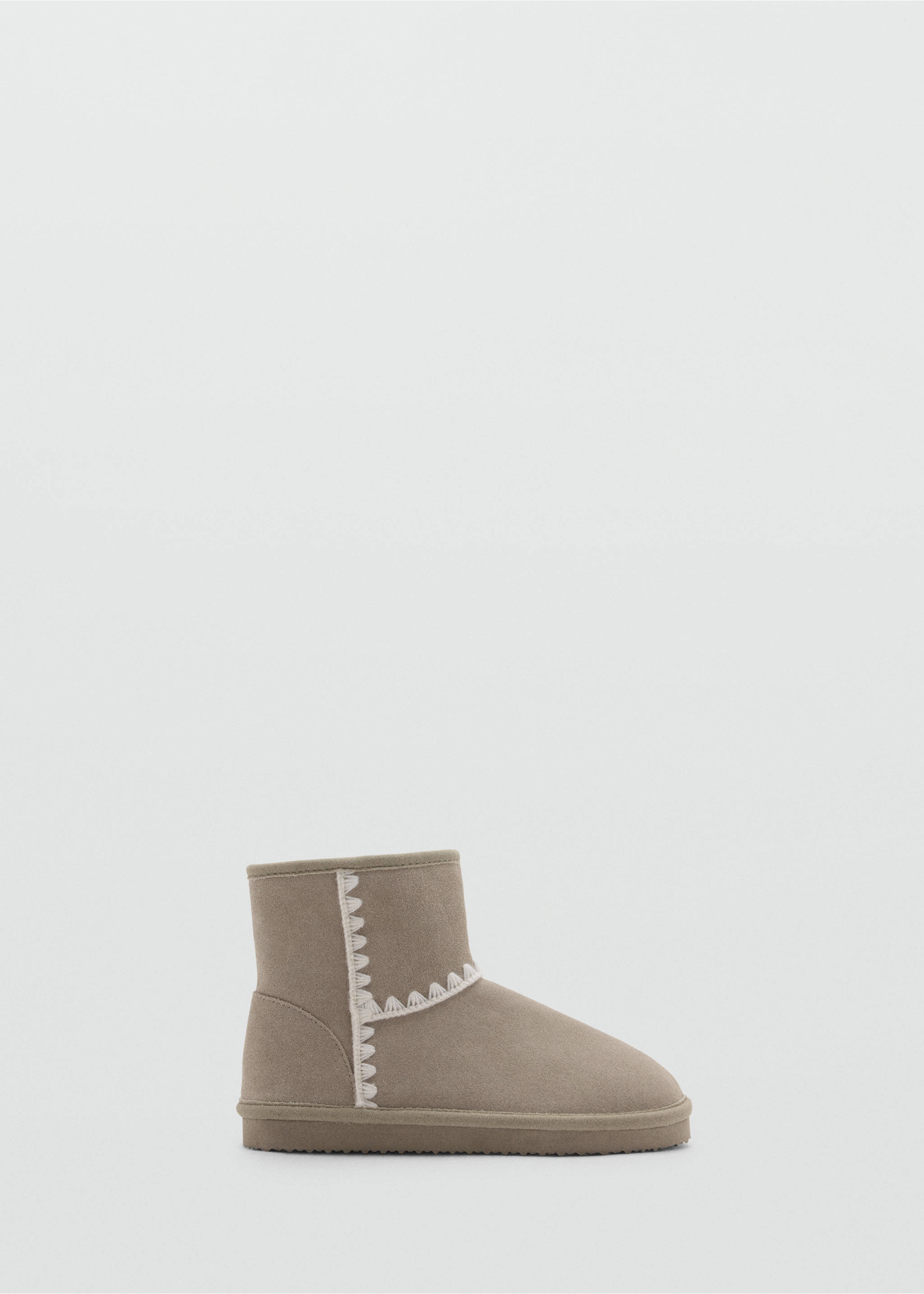 Leather ankle boot with embroidered details - Article without model, Grey. Ref: 37057911-00.