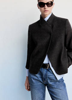 Wool blazer with a high collar — Grey 1