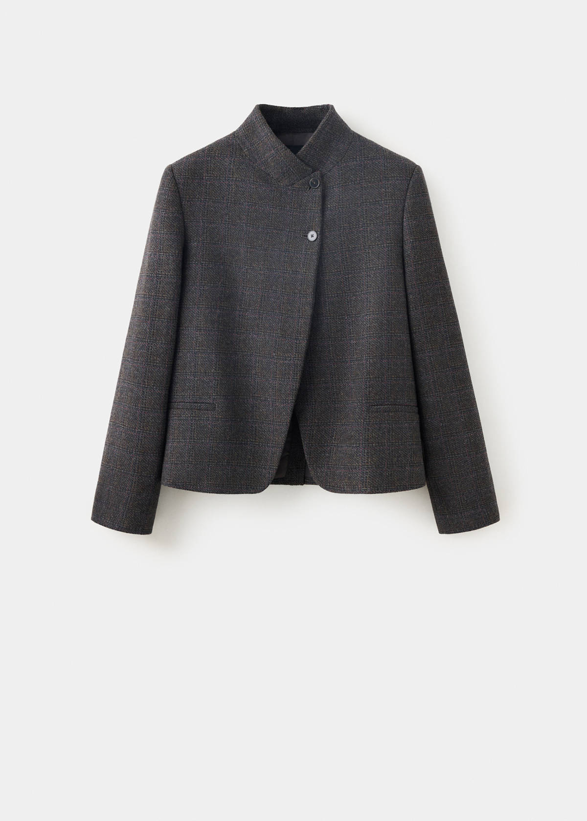 Wool blazer with a high collar — Grey