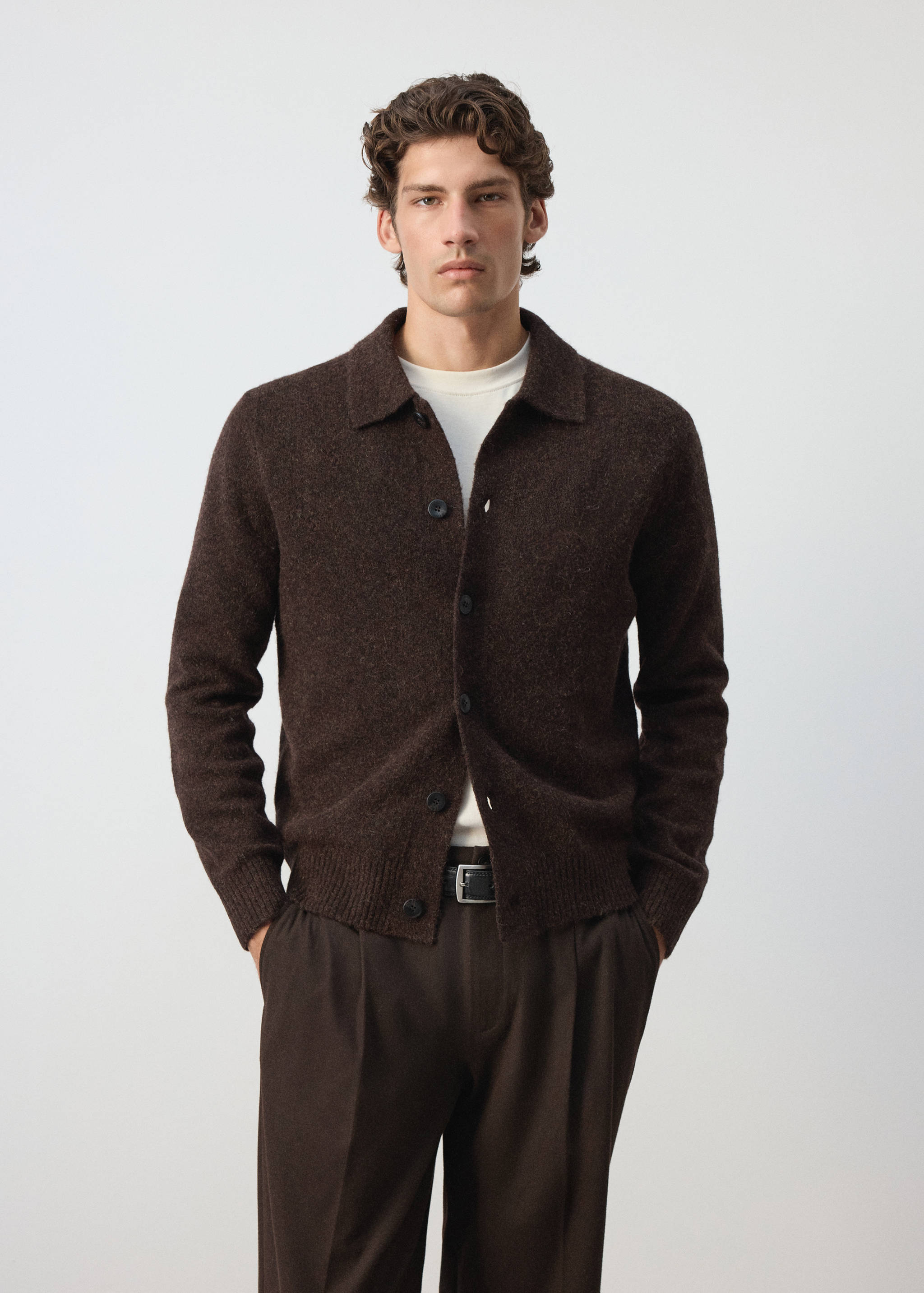 Alpaca wool blend knitted shirt - Medium plane
