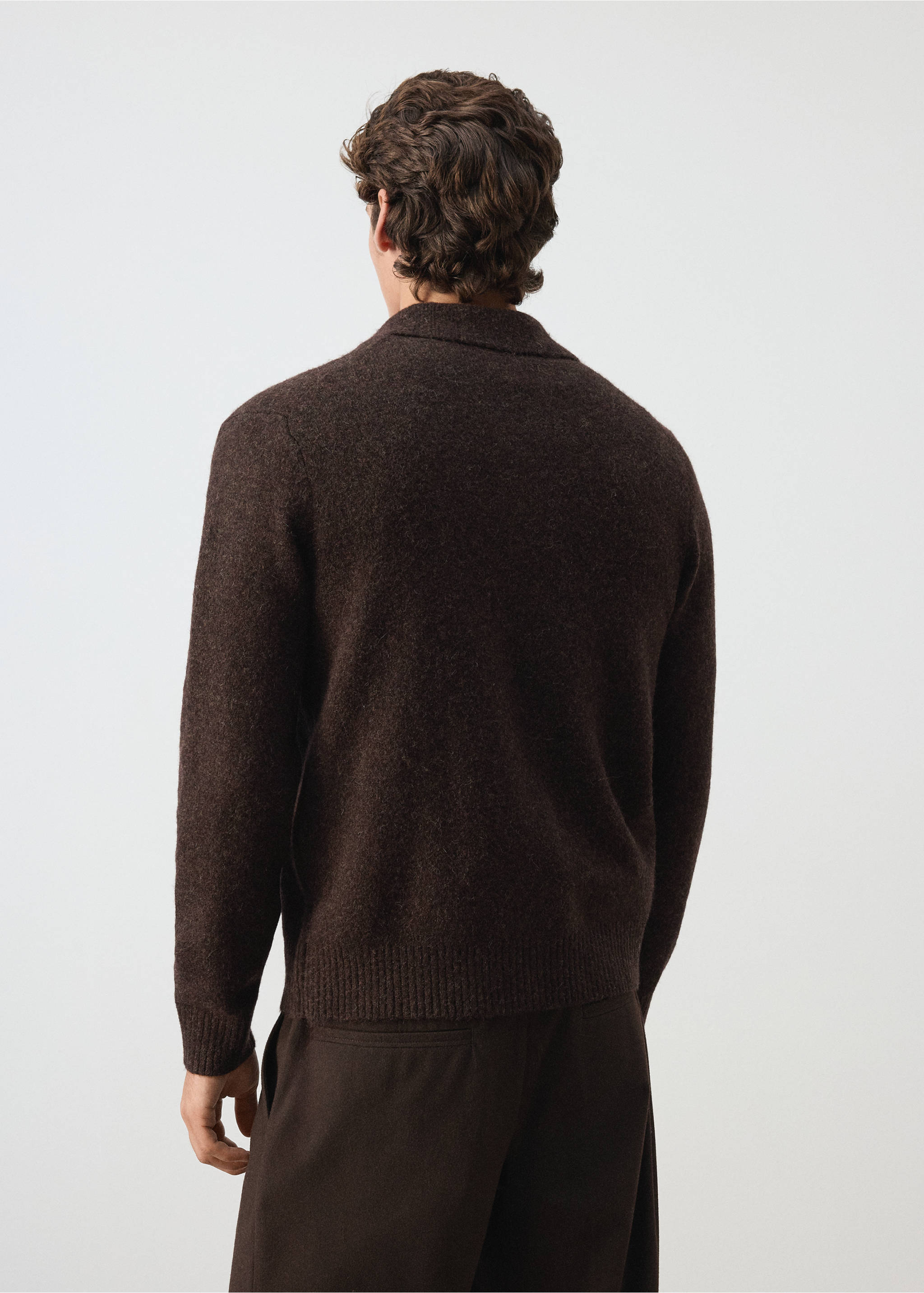 Alpaca wool blend knitted shirt - Reverse of the article, Chocolate. Ref: 37057916-00.