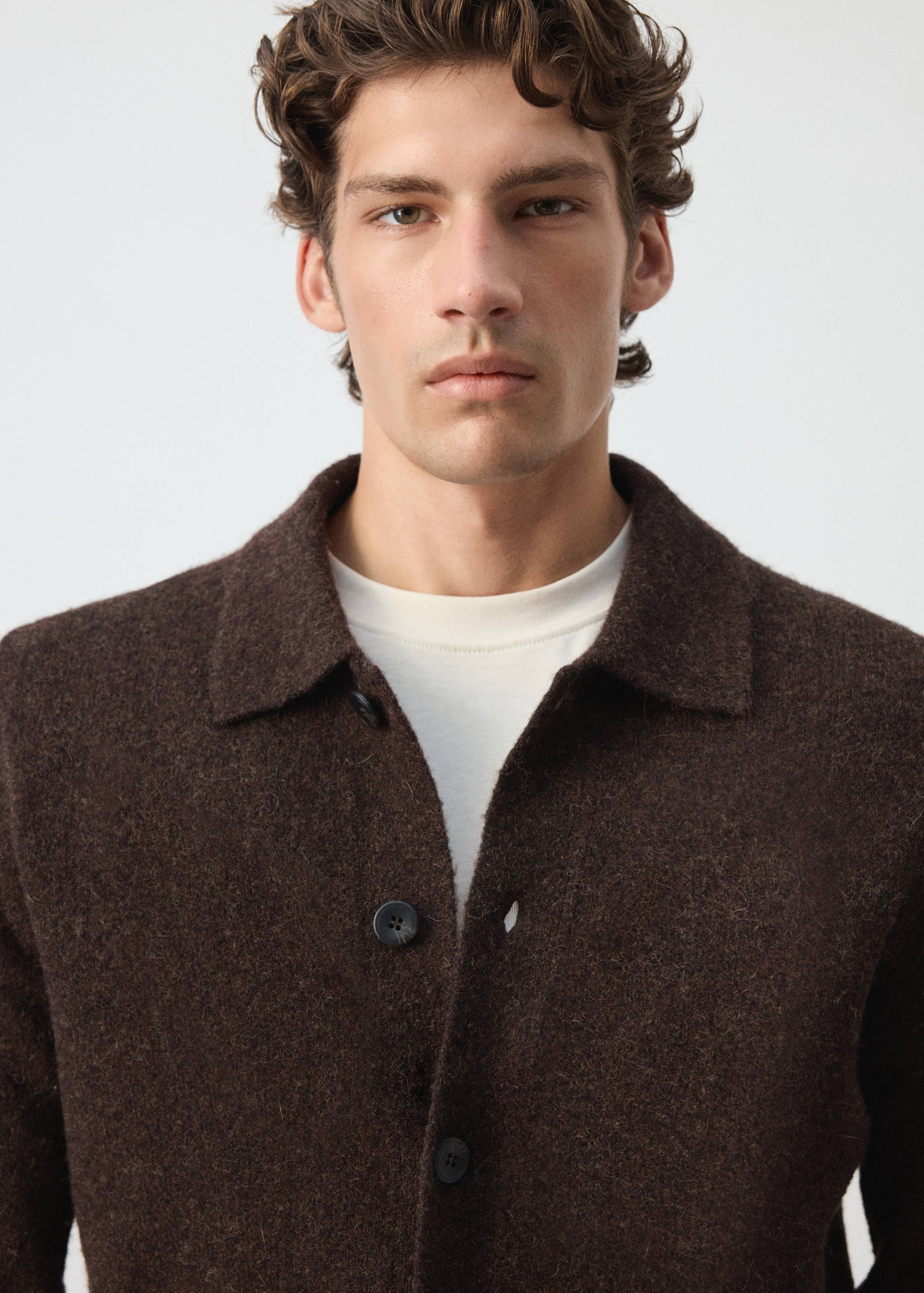 Alpaca wool blend knitted shirt - Details of the article 1