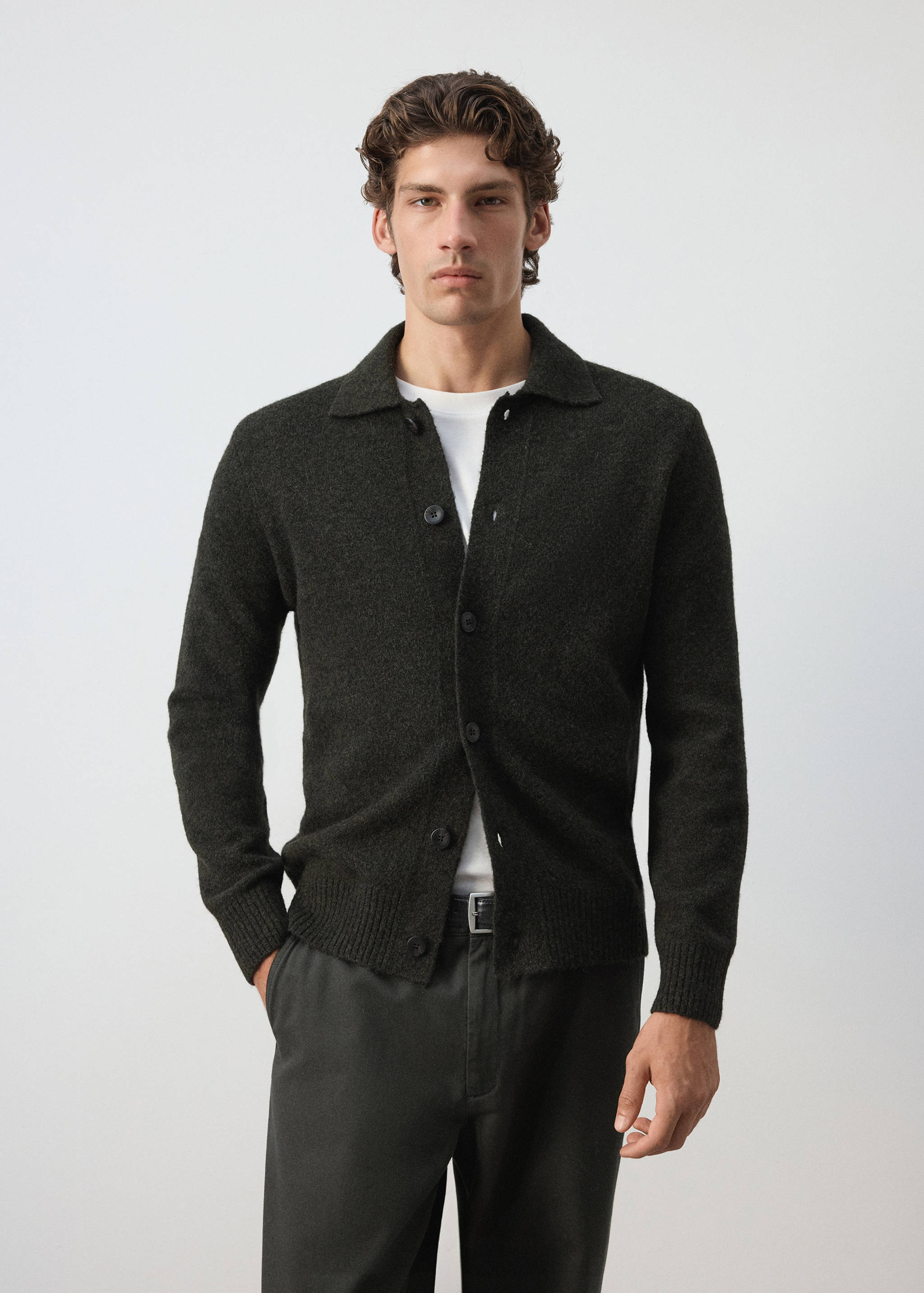 Alpaca wool blend knitted shirt - Medium plane
