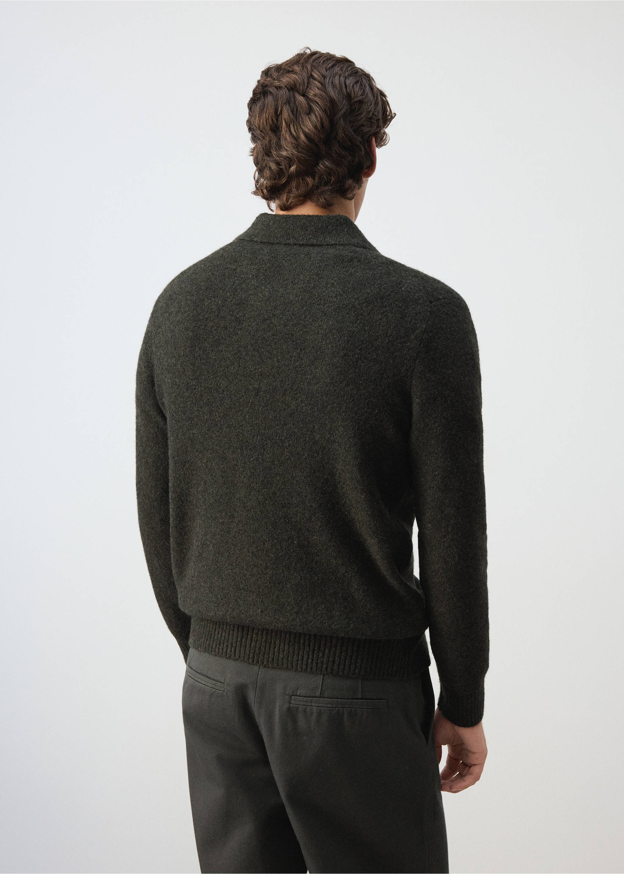 Alpaca wool blend knitted shirt - Reverse of the article, Khaki. Ref: 37057916-00.