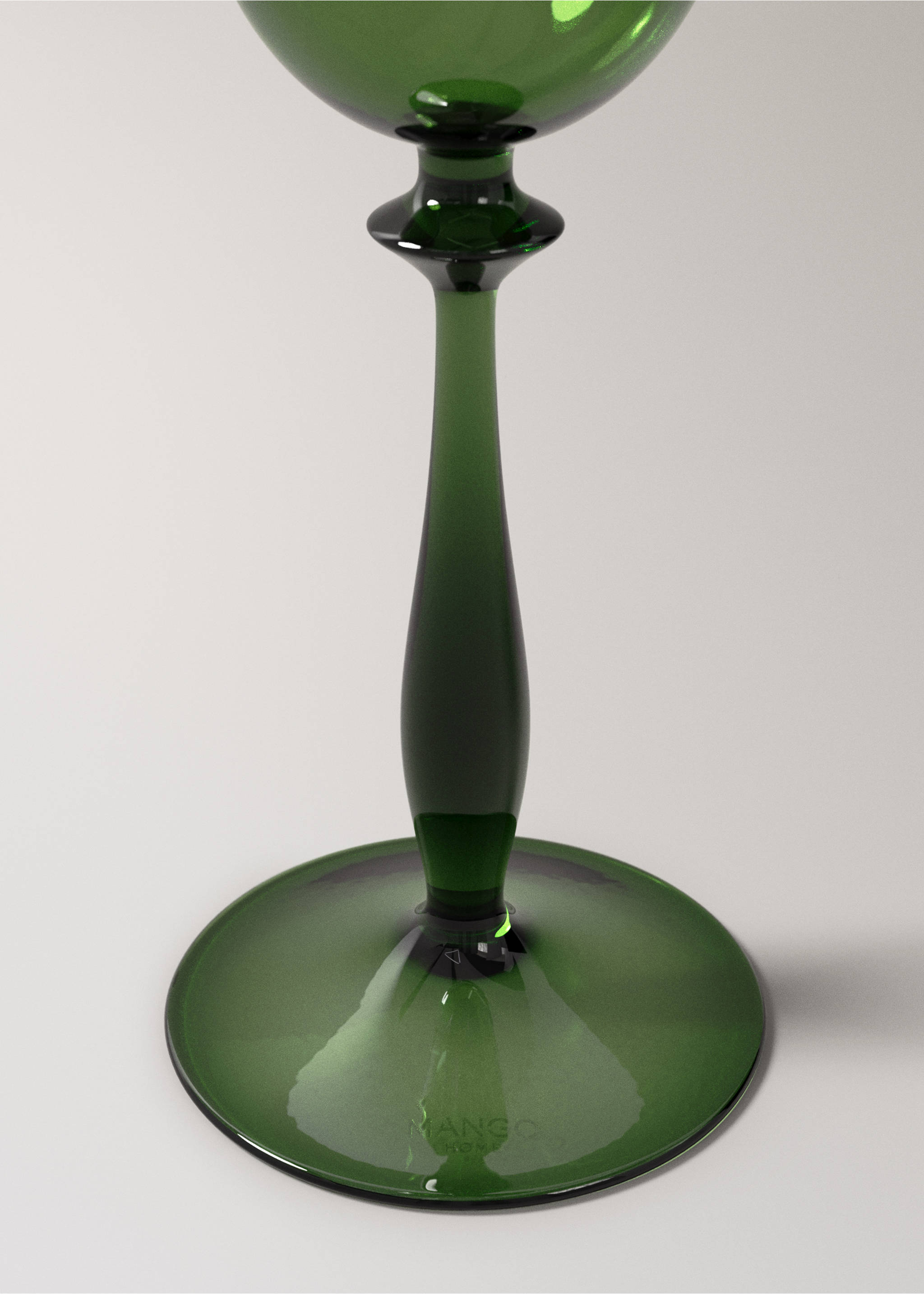 Embossed glass goblet - Details of the article 2, Green. Ref: 37057919-00.