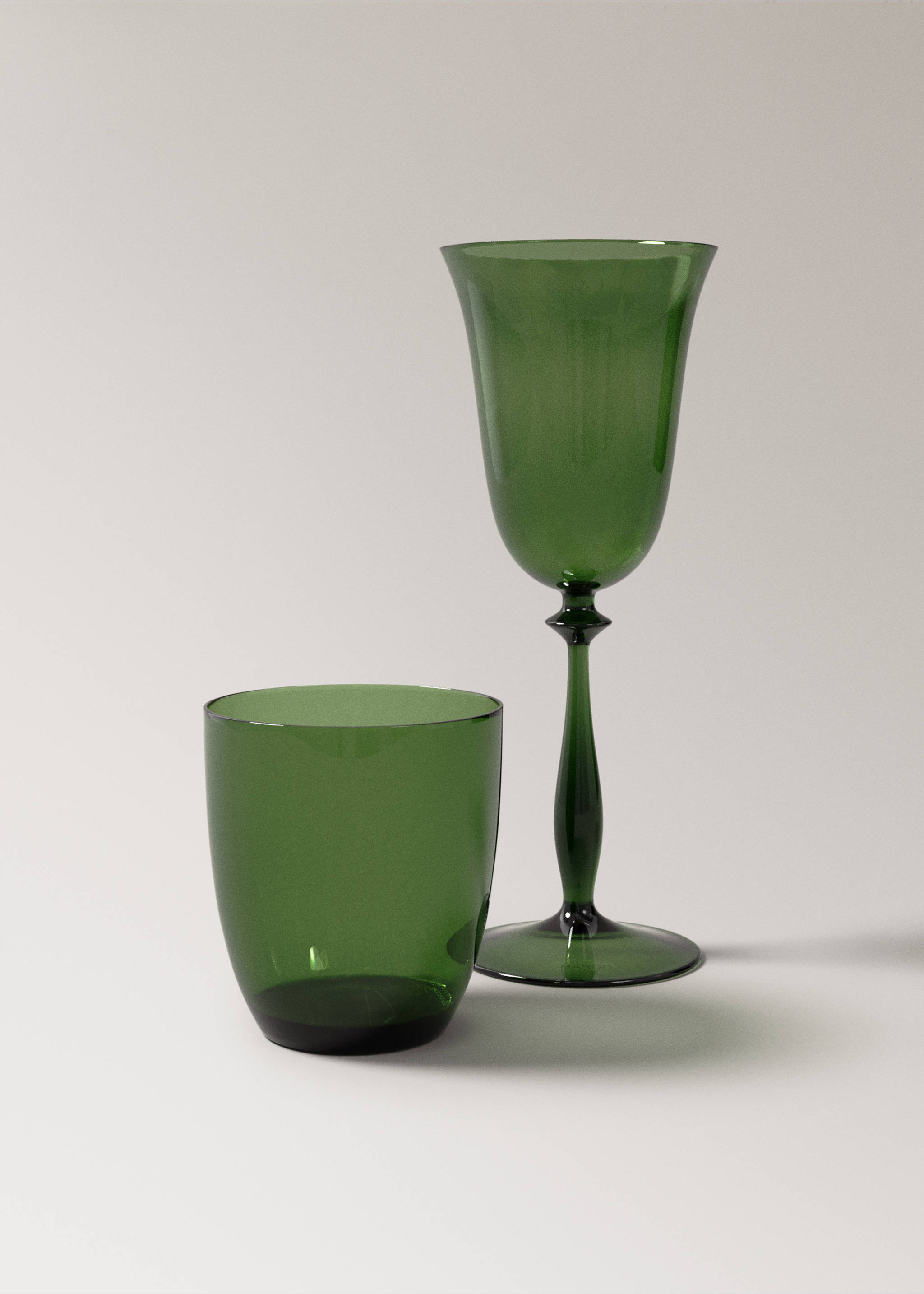 Embossed glass goblet - Details of the article 3, Green. Ref: 37057919-00.