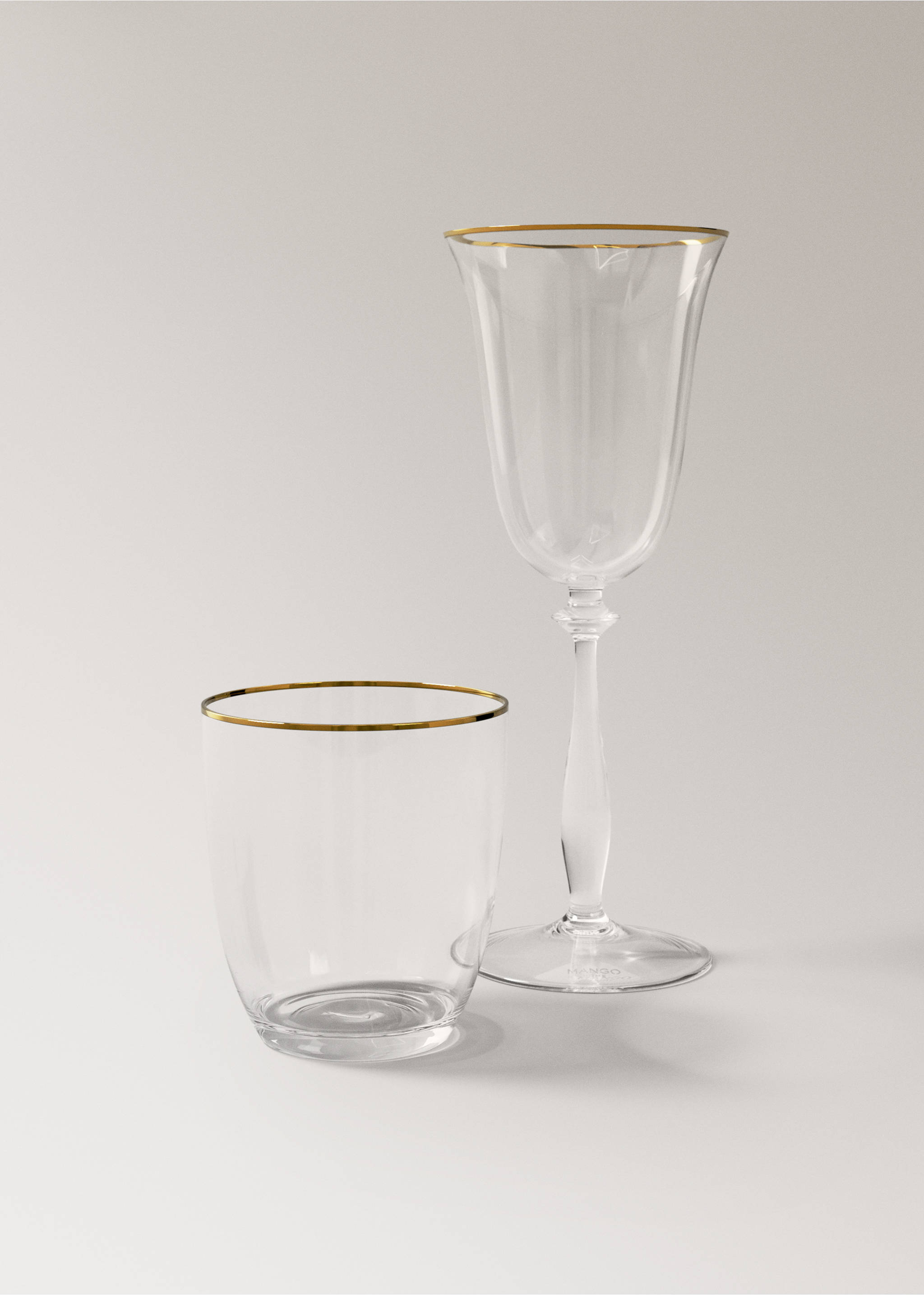Embossed glass goblet - Details of the article 3, Gold. Ref: 37057919-00.