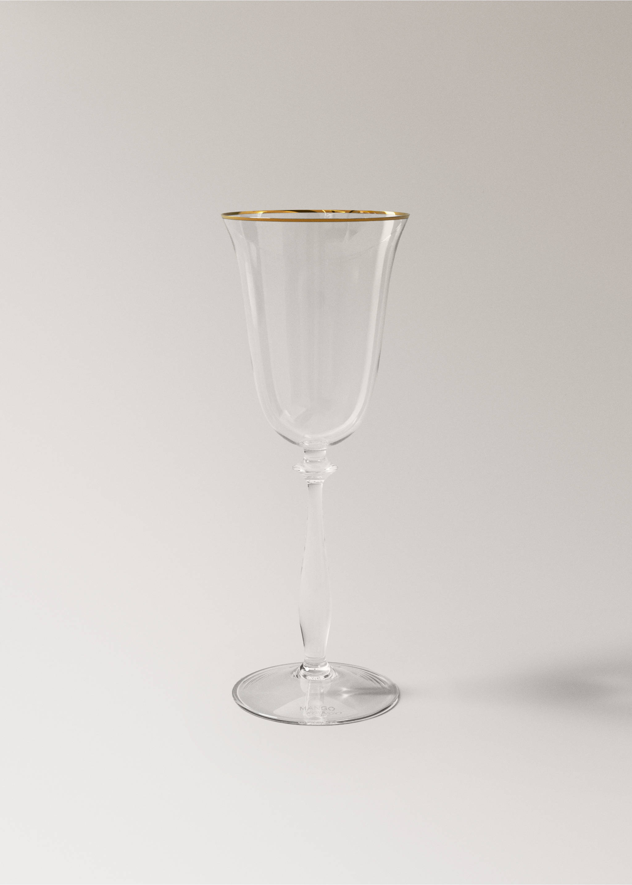 Clear glass goblet featuring a gold-trimmed rim and slender stem., Gold. Ref: 37057919-00.