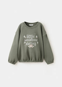 Printed cotton sweatshirt — Forest Green 1