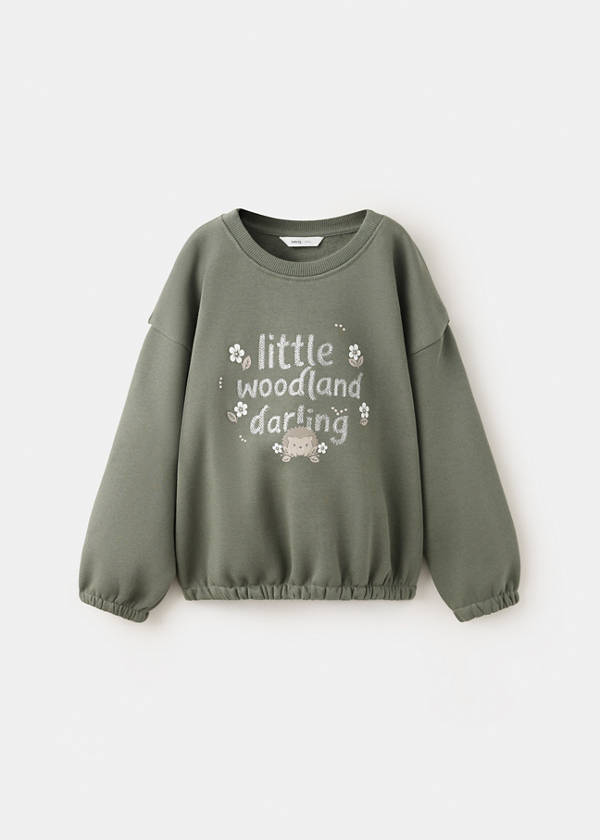 Printed cotton sweatshirt — Forest Green