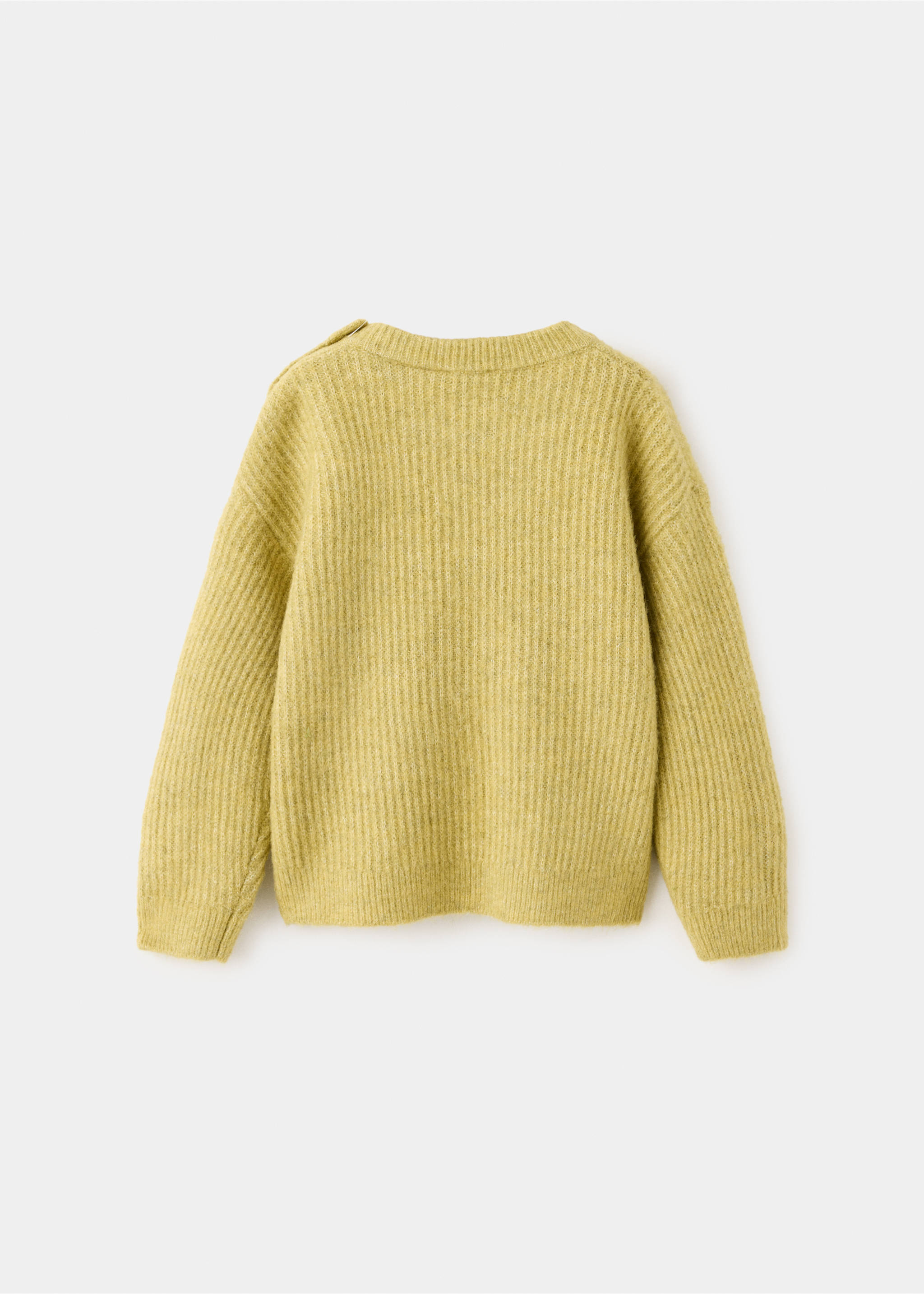 Pull-over maille côtelée boutons épaule - Verso de l’article, Citron vert. Ref: 37057923-00.