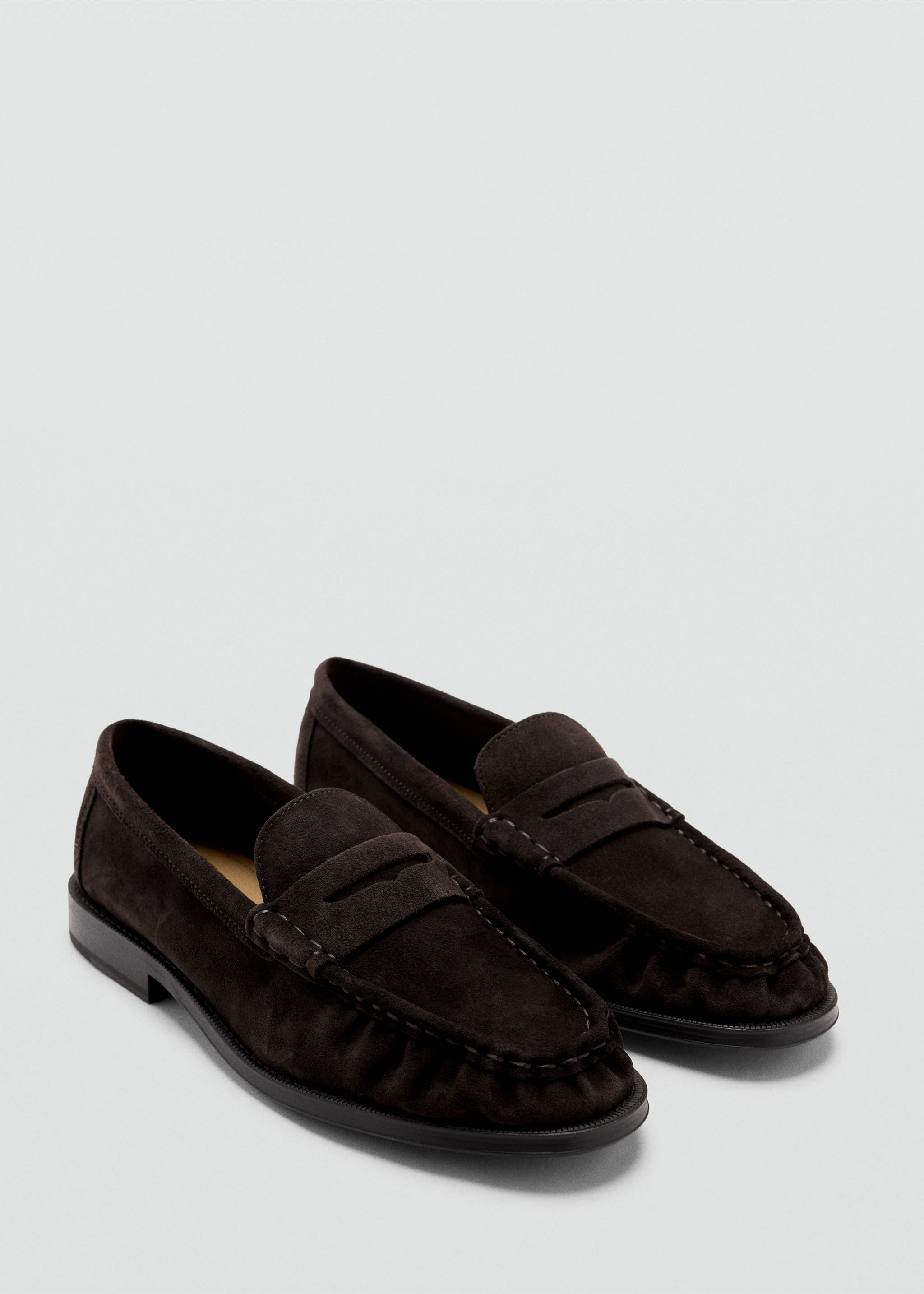 Split leather moccasin - Medium plane, Chocolate. Ref: 37057935-00.