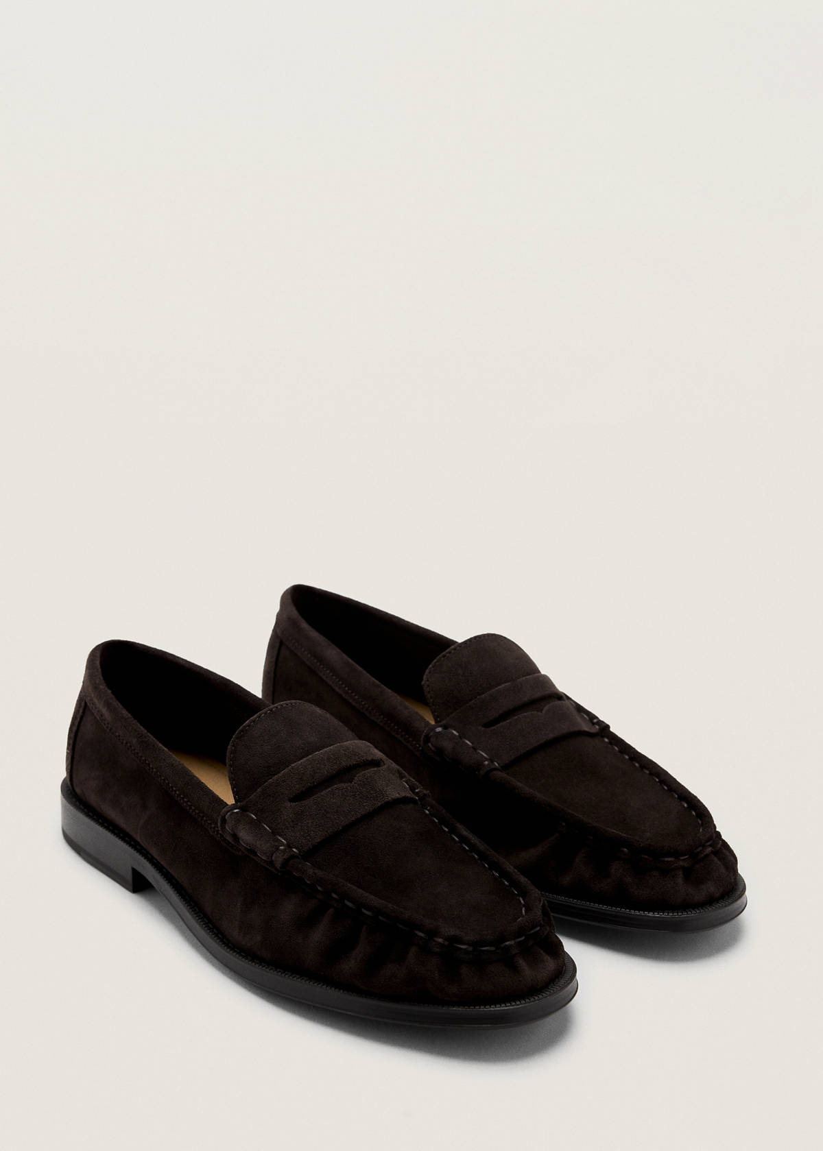 Split leather moccasin
