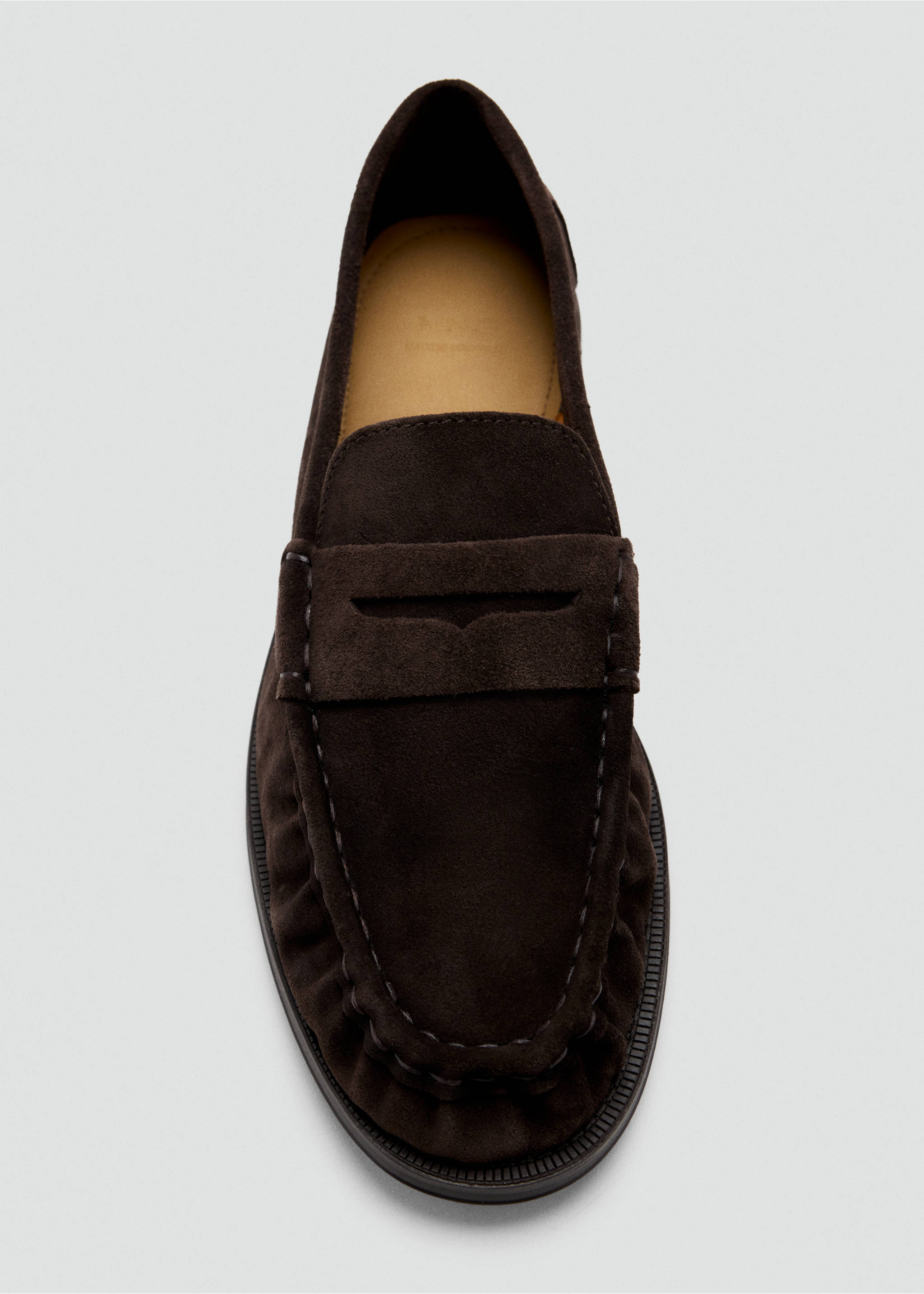 Split leather moccasin - Details of the article 2, Chocolate. Ref: 37057935-00.